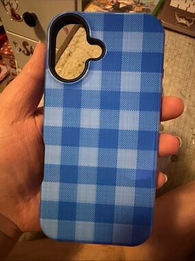 iPhone 16 Blue plaid tough case